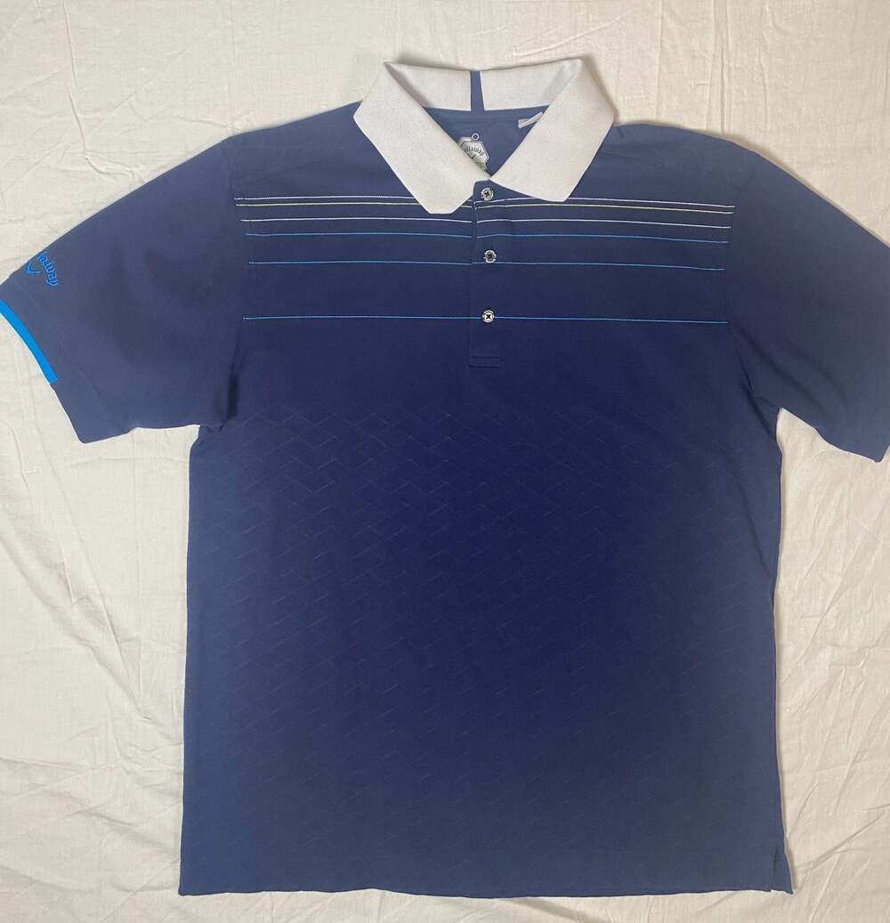 Callaway X Series Men's Navy Blue Diamond Texture Short Sleeve Polo Shirt (1069)